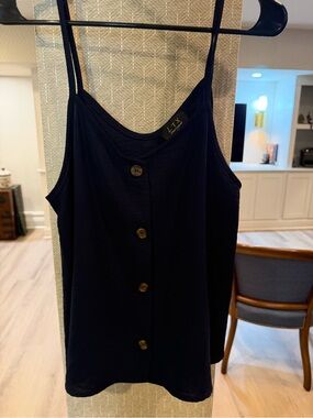 LTX Sportswear Navy Blue Button-Front Cami Tank - Size L